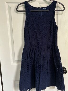 Old Navy Dark Navy Eyelet Fit-and-Flare Dress
